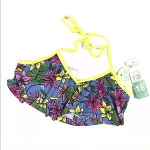 Roxy Girls Sz 16 Floral Bikini Tie Halter Top Swim